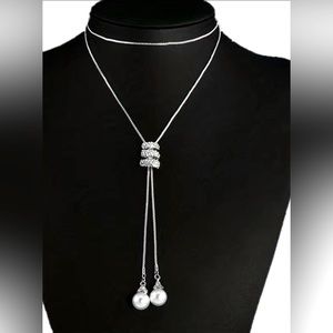 ✨ Long Pearl Pendant With Rhinestone Stylish Charming Necklace ✨